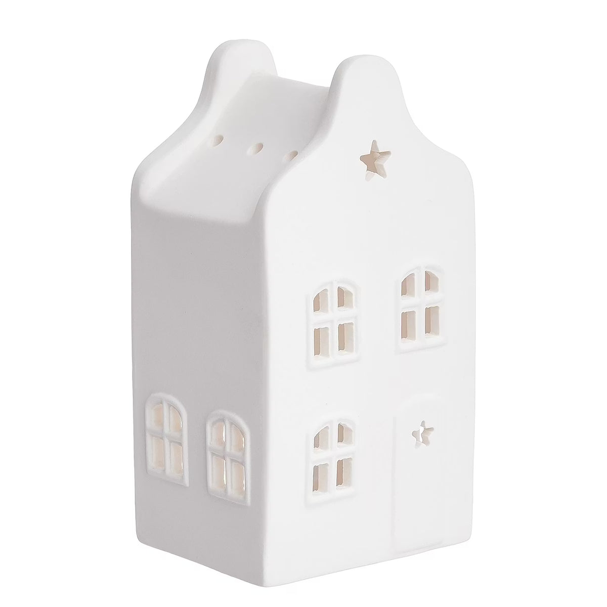 AMSTERDAM Mini-Teelichthaus 6er-Set - Porzellan - Weiß