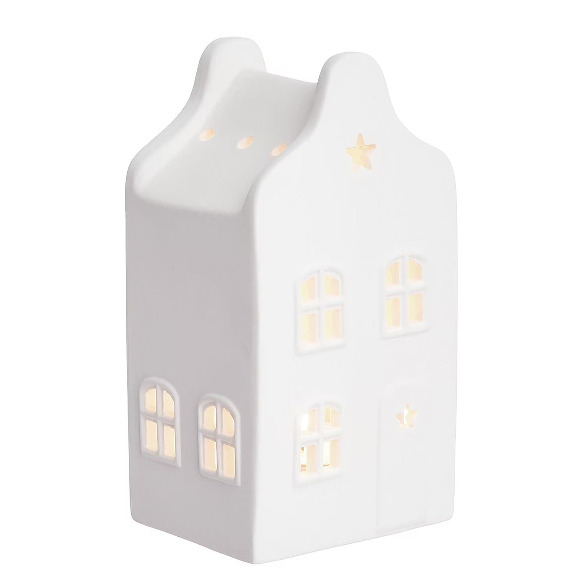 AMSTERDAM Mini-Teelichthaus 6er-Set - Porzellan - Weiß