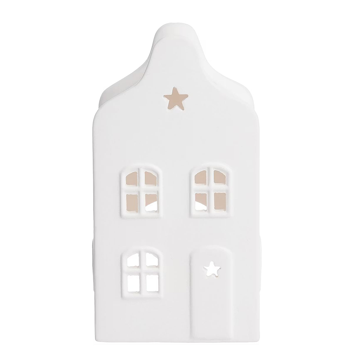 AMSTERDAM Mini-Teelichthaus 6er-Set - Porzellan - Weiß