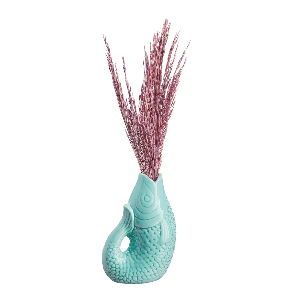 KOI Mini-Vase 4er-Set - Steingut - Dunkelgrün