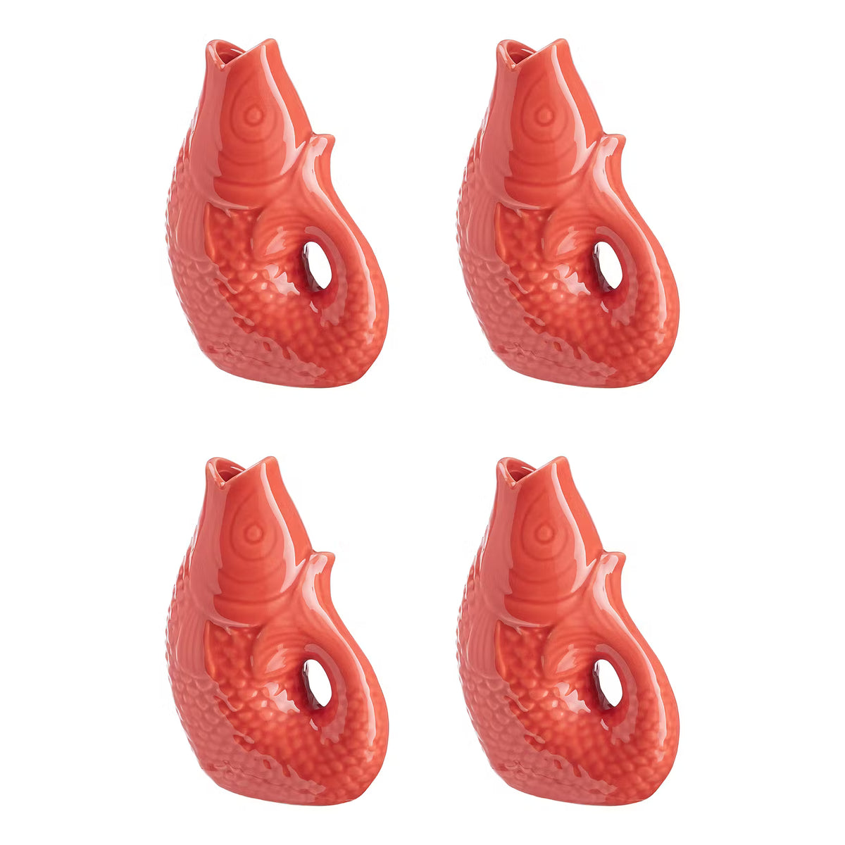 KOI Mini-Vase 4er-Set - Steingut - Orange