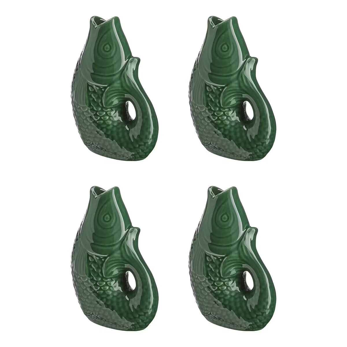 KOI Mini-Vase 4er-Set - Steingut - Türkis