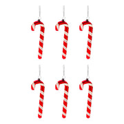 HANG ON Baumanhänger Zuckerstange 6er-Set - Klarglas - Rot / Weiß